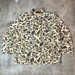 VTG Caliber Duck Camo XL Fit Jacket Mens Hunter Canvas Button Up Spartan Buttons